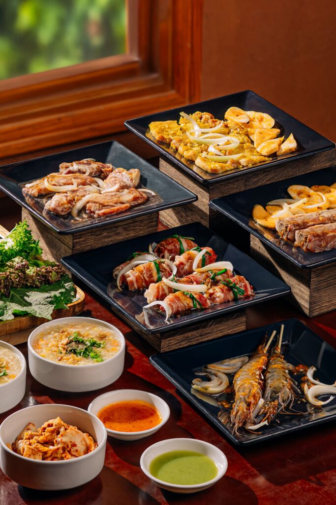 Set menu BBQ đa dạng với hải sản và thịt nướng cao cấp tại HAAN Boutique Resort