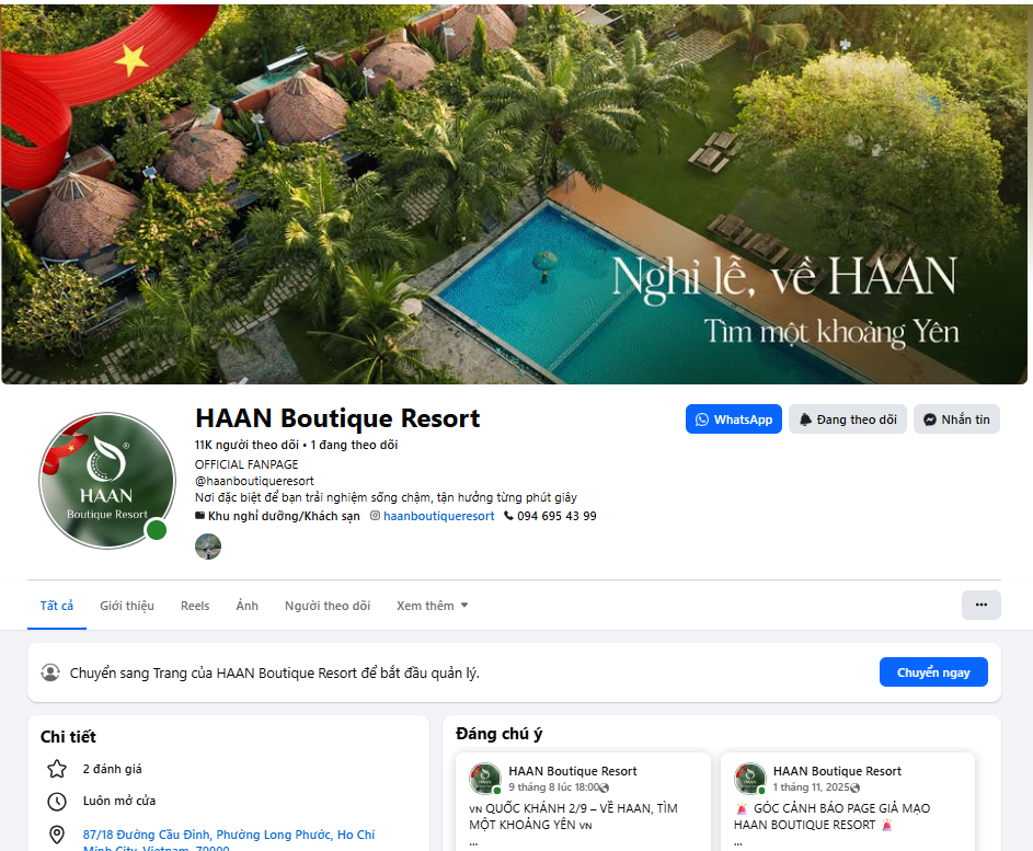 Fanpage chính thức của HAAN Boutique Resort