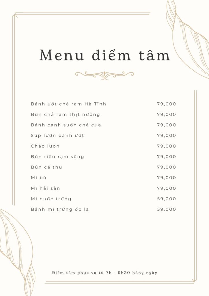 Menu bữa sáng